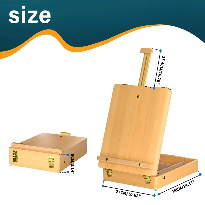 

【Viral】Wooden Table Box Easel with Drawer,Adjustable Beechwood Storage Sketch Desk Easels Portable for Artists,Painting,Drawin