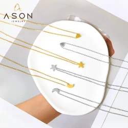 ASONSTEEL Vintage Small Moon Star Cross Link Chains Pendant Necklaces Gold Color Stainless Steel For Women Men Babygirl Choker