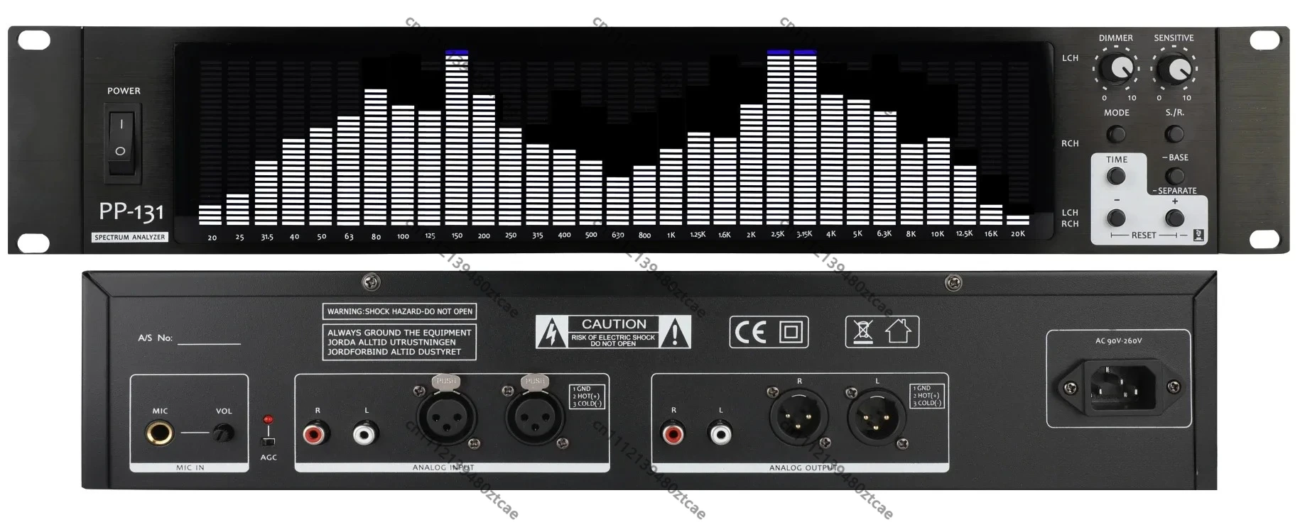 2U Rack Mount Audio Spectrum Display Equalizer LED Level Analyzer Stage Power Amplifier