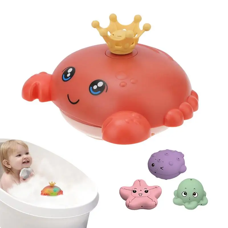 

Light Up Bath Toy Cute Crab Auto Induction Bath Sprayer For Kids With Colorful Light Summer Water Toy Waterproof Animal Bath Toy