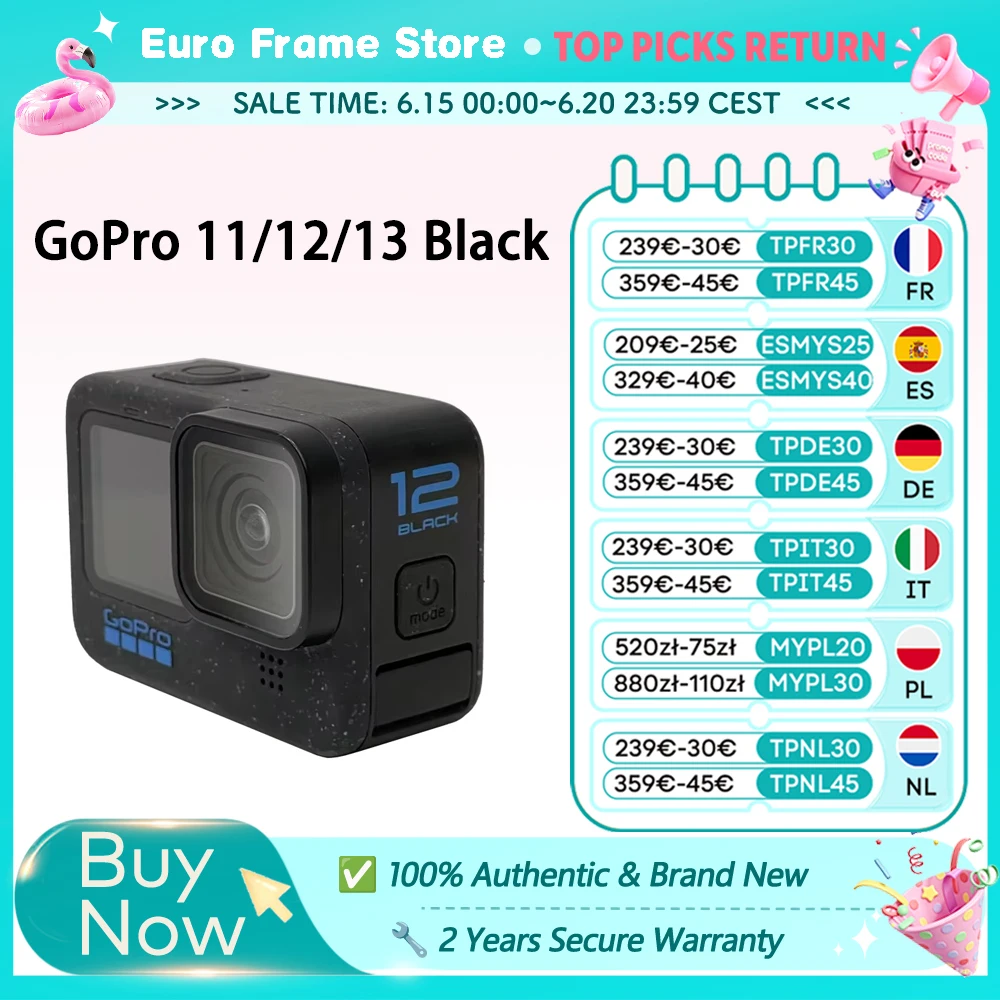 Videocamera GoPro HERO 11/12/13 Black Hyperstitch 6.0, 5.3k60fps, 27MP, videocamera sportiva per casco, GoPro Hero 11/12/13 Black