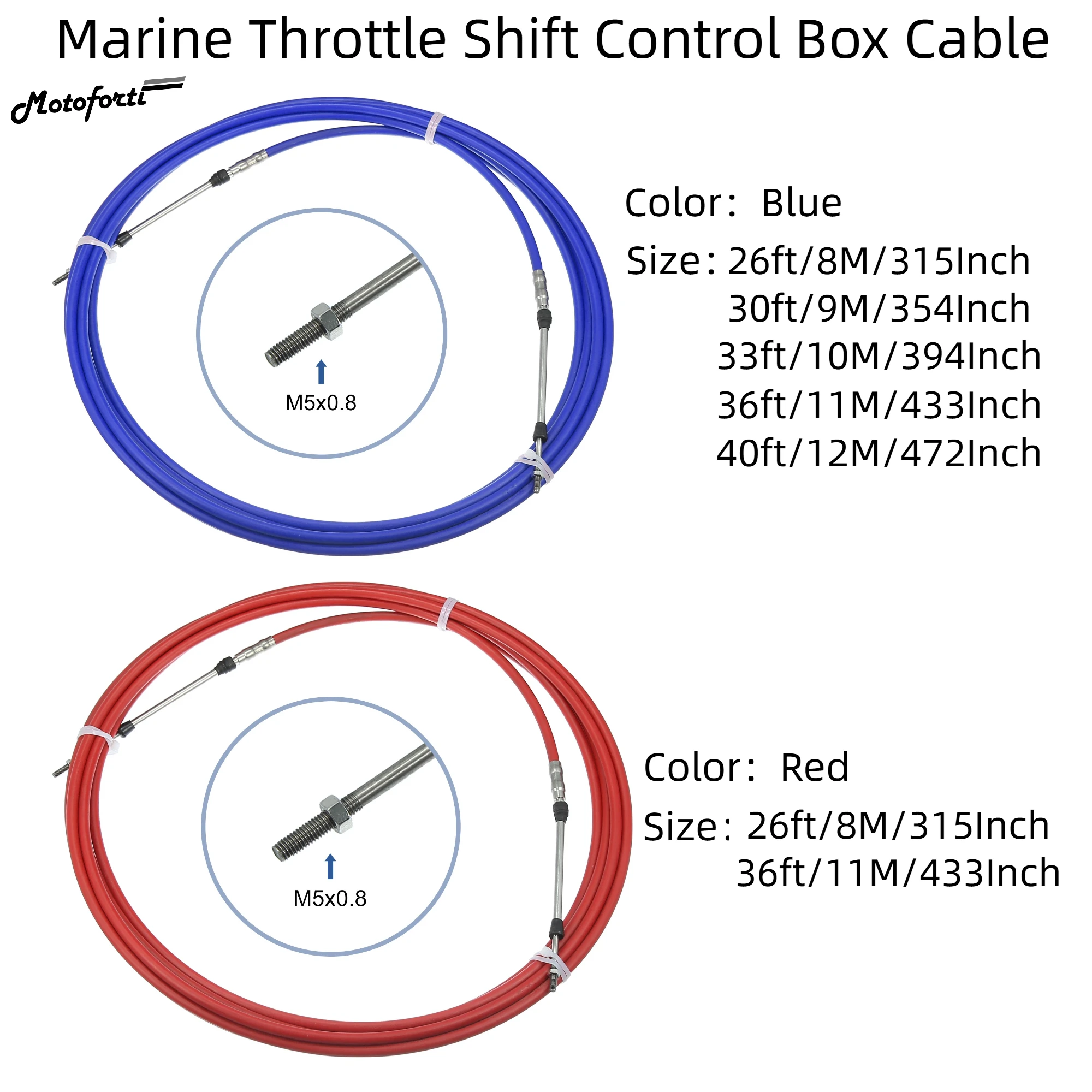 Motoforti 1pcs 8/9/10/11/12 Meter Marine Type 3300 / 33C Throttle Shift Remote Control Box Cable for Yamaha Outboard Engine