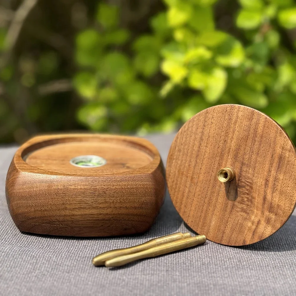 Premium Smooth Rotating Yarn Bobbin Holder - Black Walnut Wood Multi-Functional Swivel Hook Knitting Tool