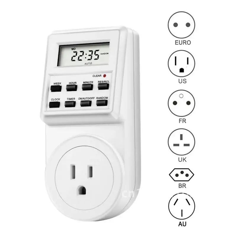 

EUPlug Digital Weekly Programmable Electrical AC Plug-in Power Socket Timer Clock FR Wall US UK BR Switch 220V Time Outlet 110V