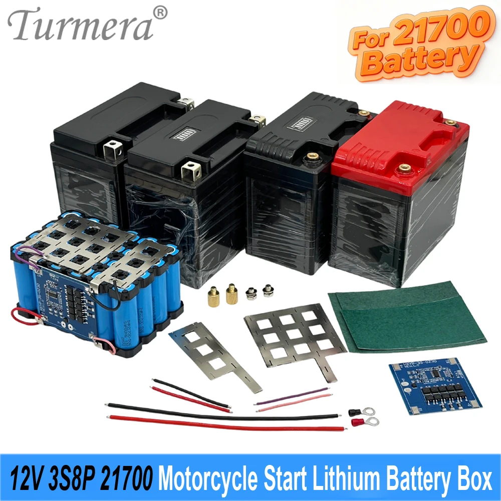 12.6V Motorcycle Start Battery Box 3S8P 21700 Battery Holder Nickel 30A Balance BMS with NTC for 12V Replace Lead‑acid Battery