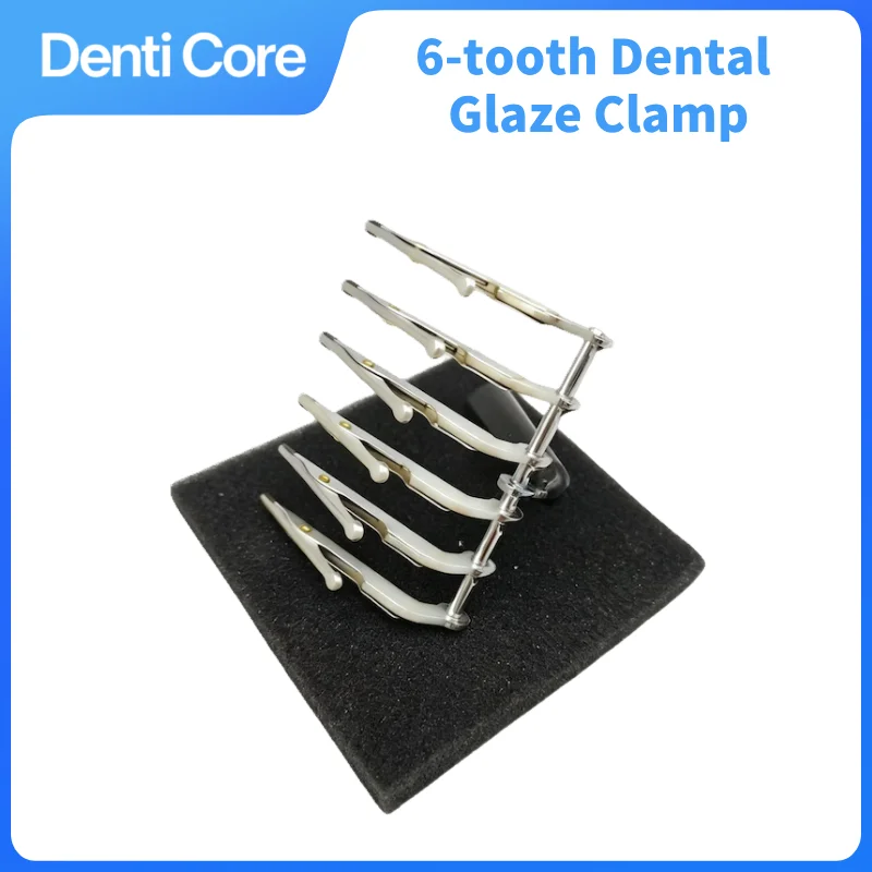 6-tooth Dental Glaze Clamp Porcelain Batch Holder for Crown Veneer Glazing Application Lab Technician Tool