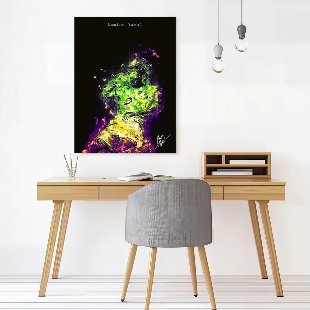 Lamine Yamal Soccer Player Art Canvas Poster Customizable Printed Canvas Painting Wall Art for Fans Room Decorating Interior