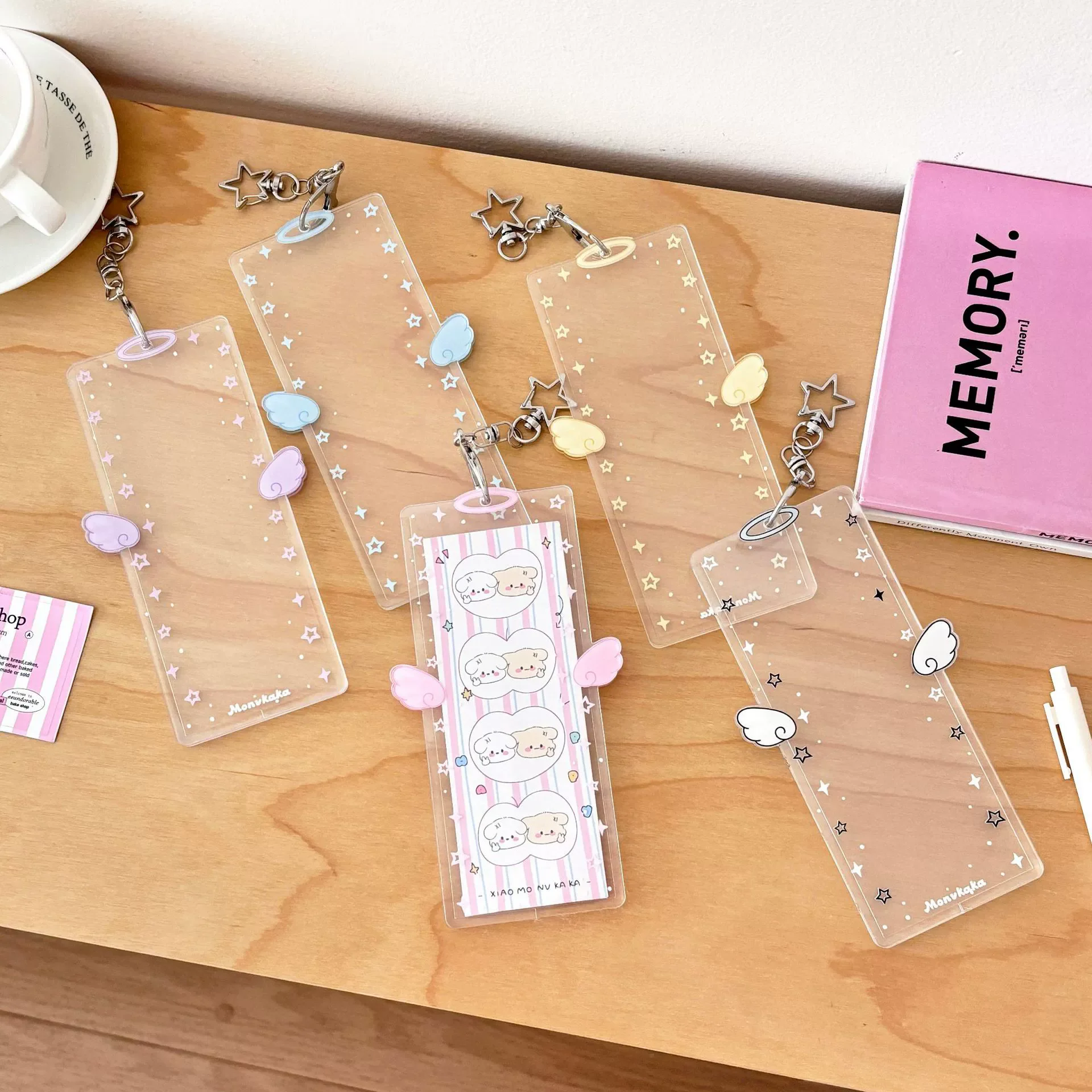 

Acrylic Wing Four id Card Holder Life Planning Star Chaser Small Card Cover Storage Organizer Unique Design Student Supplies