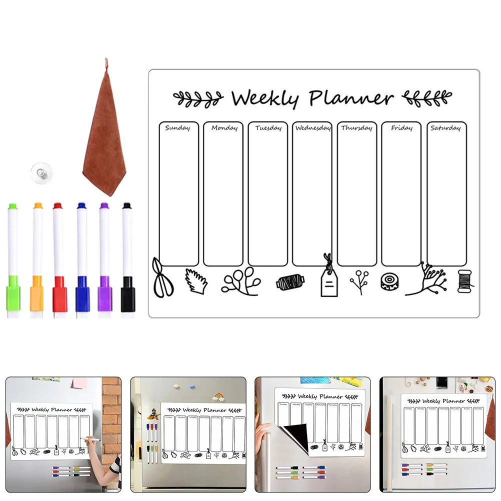 لوحة مخططة أسبوعية مغناطيسية، ثلاجة بلاستيكية، جدول مسح جاف شفاف، تخطيط يومي، قائمة المهام، كتابة مريحة #1