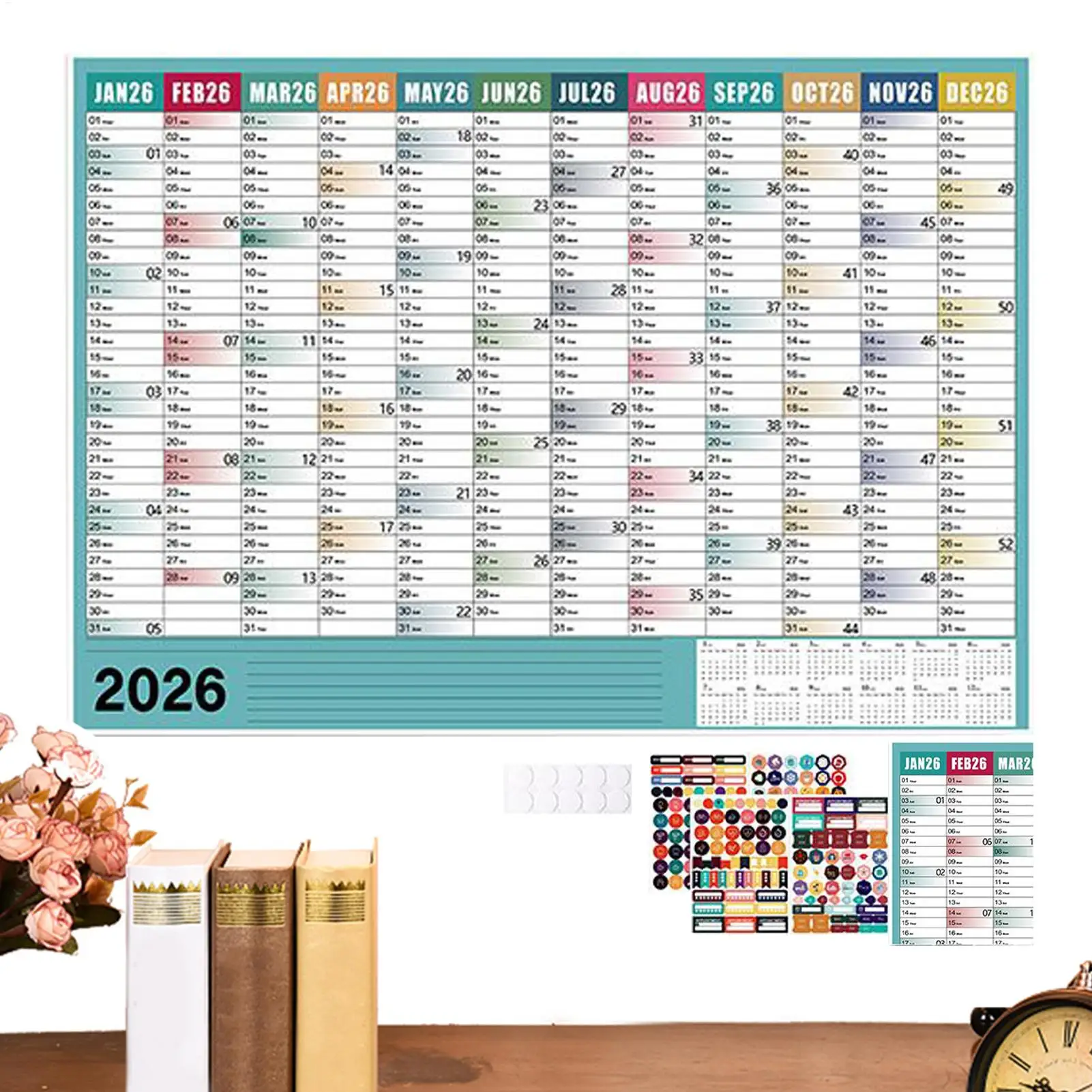 

2026 Large Wall Calendar - 12 Month Large Monthly Planner Poster with Stickers for Office, School, Classroom & Family