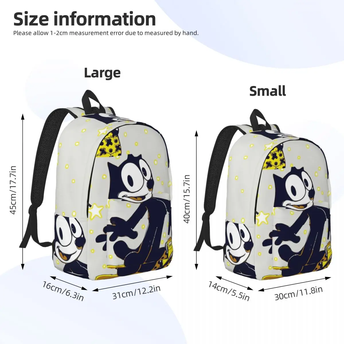 Birthday Gift Happys Sturdy Shoulder College Bag F-Felix The Cat Cartoon Vintage Preschool Schoolbag For Work