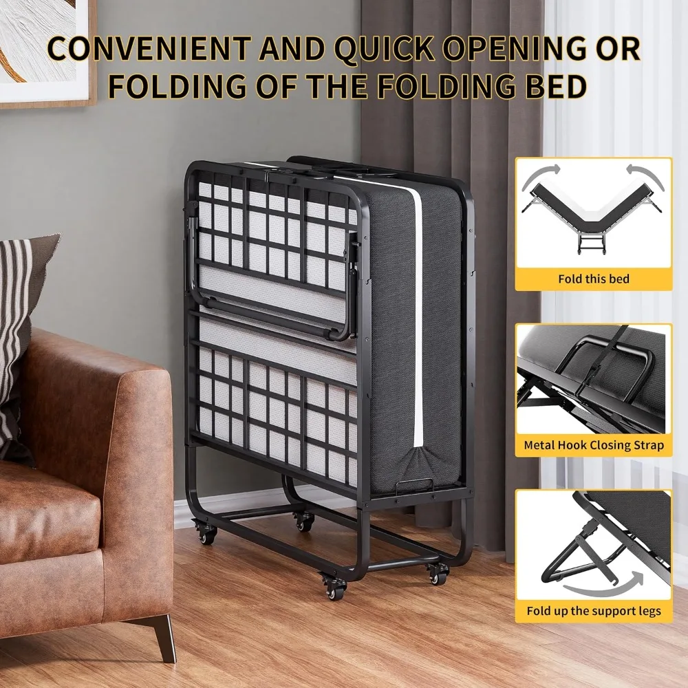 سرير قابل للطي محمول بحجم مزدوج للبالغين مع مرتبة إسفنجية الذاكرة - سرير ضيوف مثالي #5