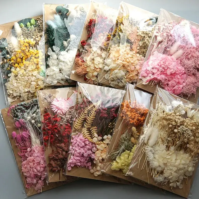 1 Bag Artificial Plants Dried Real Flowers Preserved Materials Epoxy Resin Candles DIY Floral Materials Hydrangea Set Flowers