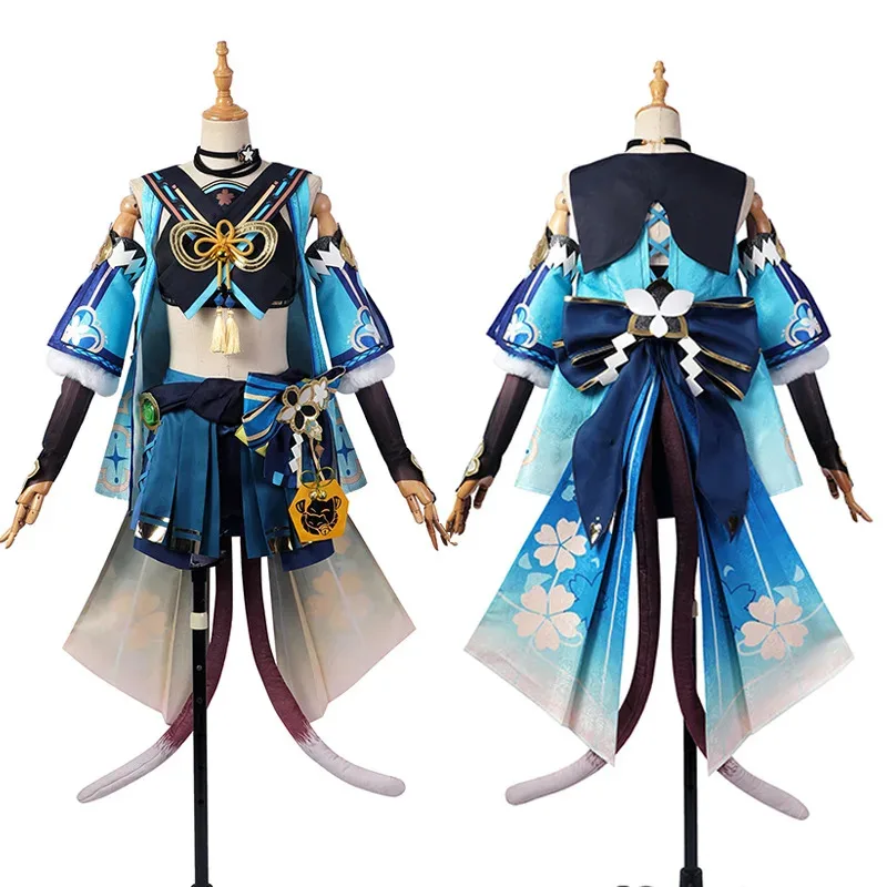 

Kirara Cosplay Costume Wig Game Genshin Impact Cat Upon The Eaves Uniform Long Hair Cat Tails Leggings Ears Vision New Character