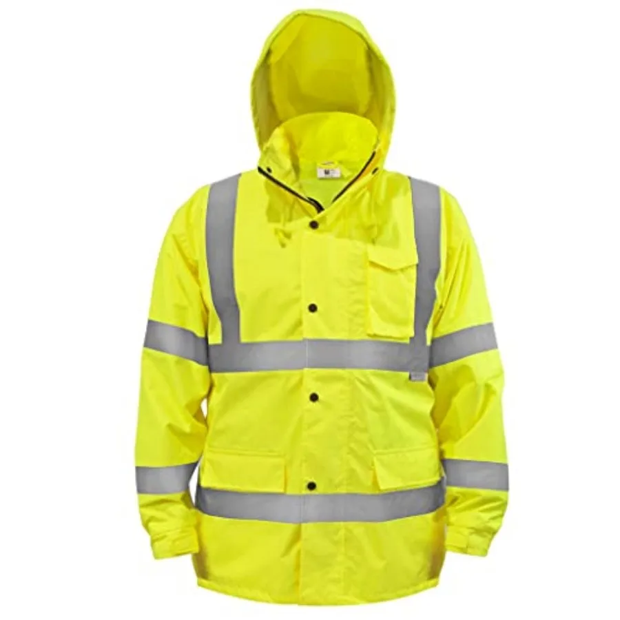 

Hi-Visibility Waterproof Rain Jacket with Mesh Lining, ANSI/ISEA 107-2015 Class 3 Type R, Lightweight Wind-Resistant Safety Jac