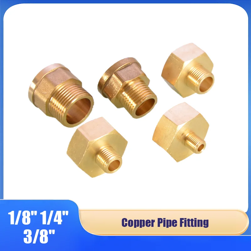 

1PCS 1/8" 1/4" 3/8" Water Gas Adapter Coupler Connector Brass Female to Male Threaded Hex Bushing Reducer Copper Pipe Fitting