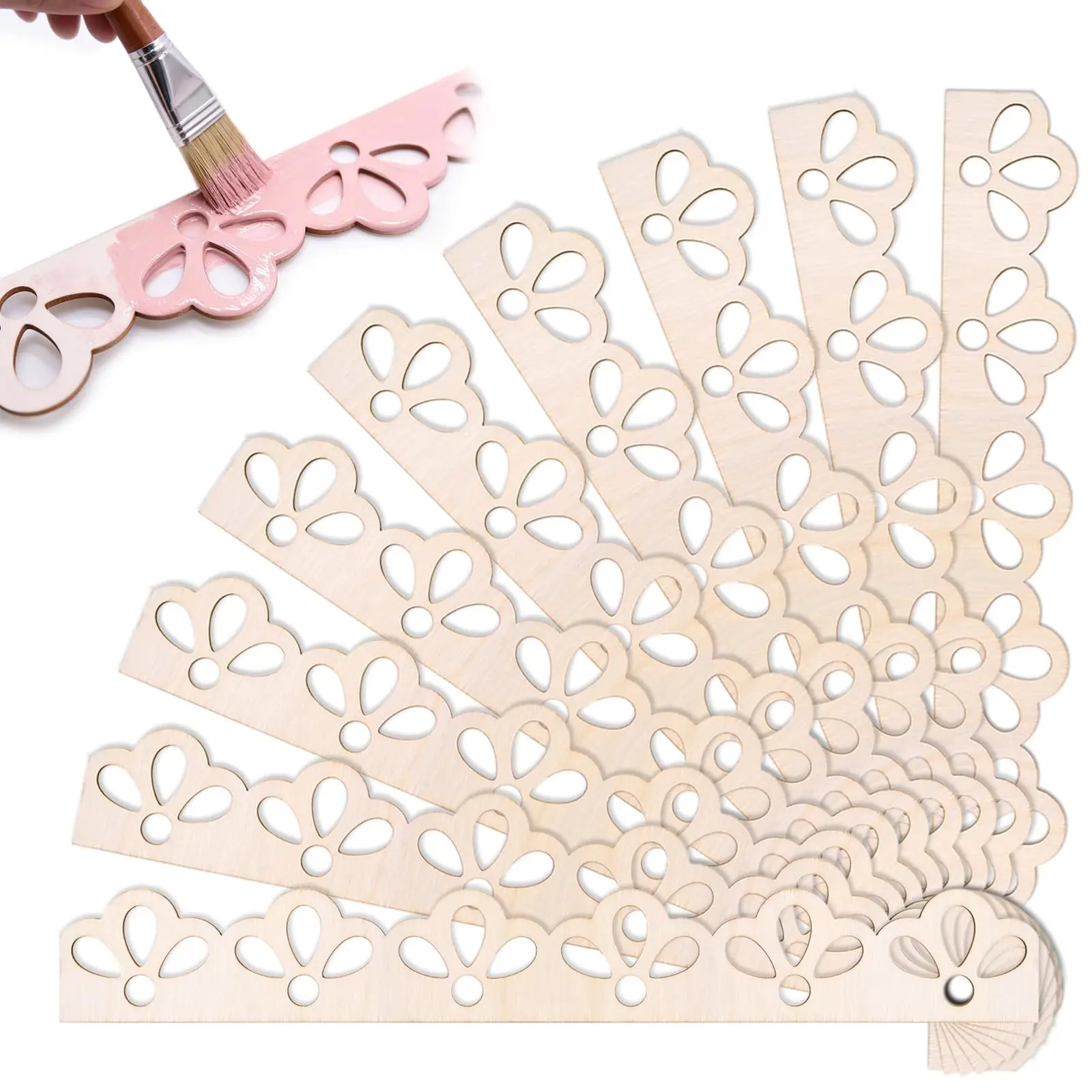 Wooden Floral Hollow Lace Border Decoration Molds - DIY Scalloped Edge Design, Suitable for Wall, Cabinet, Bookshelf Decorations
