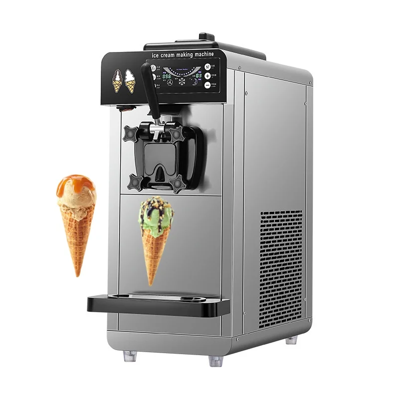 110V/220V Commercial 1 Flavor Yogurt Soft Serve Ice Cream Machine Automatic Snack Machine Table Top Ice Cream Maker For Sale