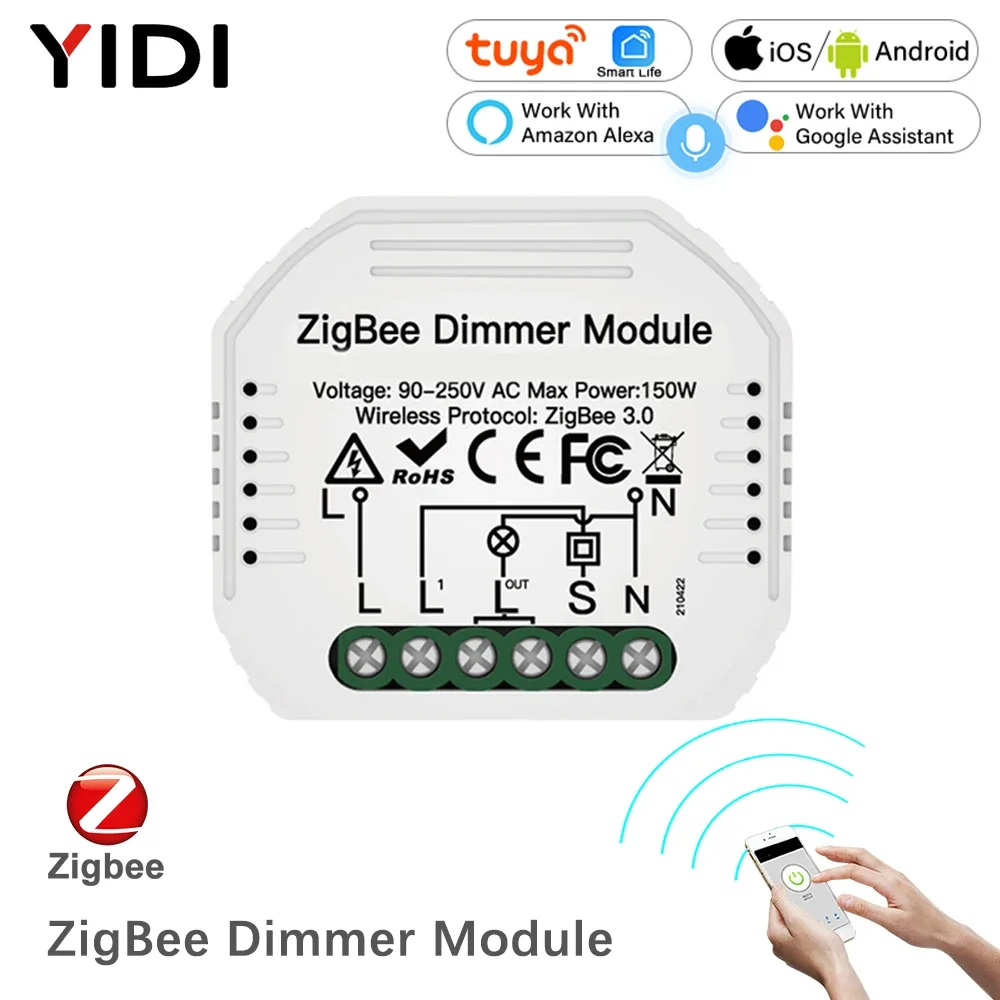 ZigBee 3.0 Mini DIY Tuya Smart Life Smart Dimmer Switch Module Hub Required App Remote Alexa Google Home Voice Control 1/2Way