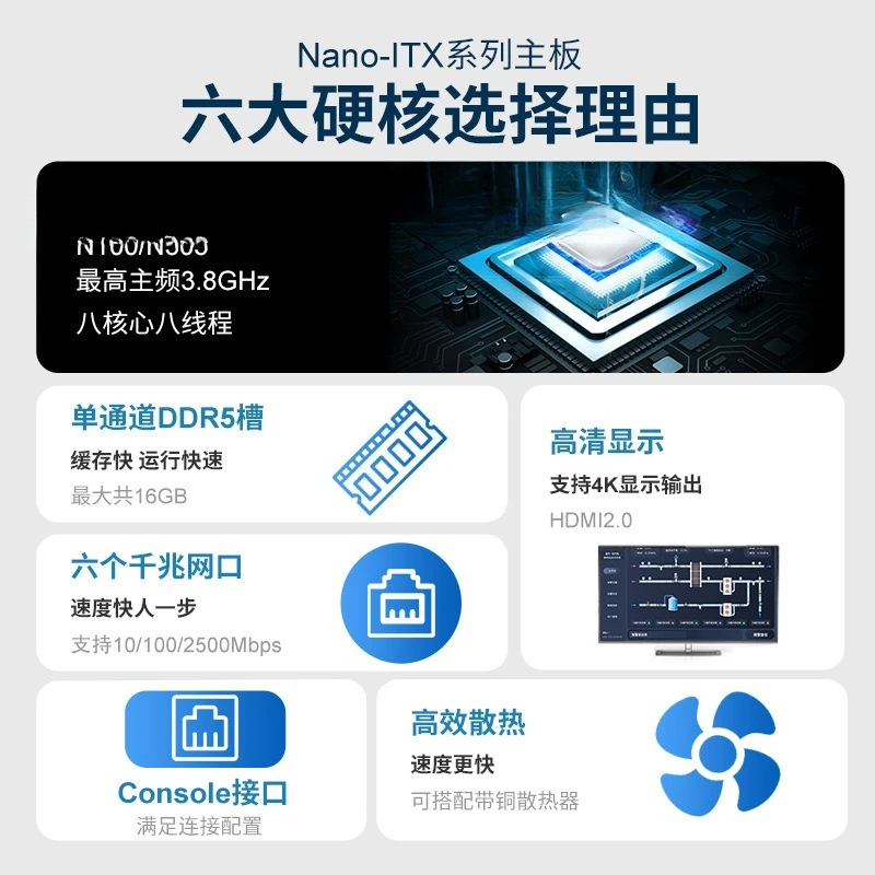 N100N305 main board 6 network port mini soft route POE power supply robot visual inspection industrial control