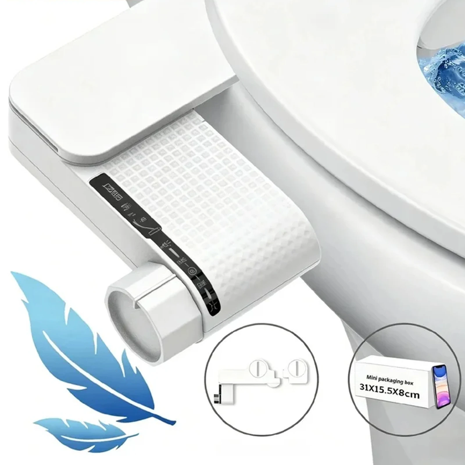 Bidet Attachment Ultra-Slim Toilet Seat Attachment Dual Nozzle Bidet Adjustable Water Pressure Non-Electric Ass Sprayer