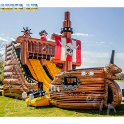 Commercial inflatable pirate ship inflatable slide castle combination with blower for children playground