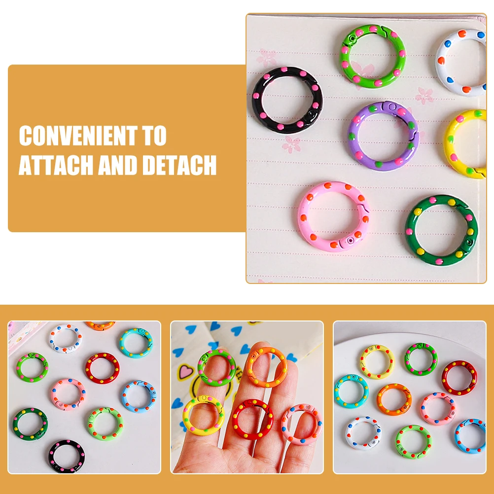 10 Pcs Buckle Clasps Metal Rings for Crafts Metal Spring Buckle Round Snap Binding Supplies Sturdy Fade Resistant Key Ring