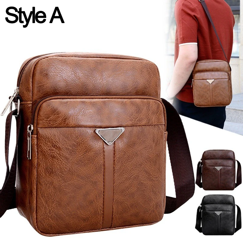 Bolso de hombro para hombre, bandolera impermeable de gran capacidad, correa ajustable, para viajes al aire libre, de cuero PU, informal, sencillo, combina con todo