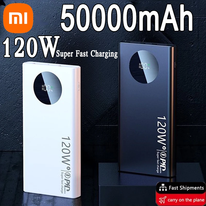 Xiaomi 50000mAh Power Bank 120W Fast Charging High Capacity Portable Battery Charger Digital Display For iPhone Huawei Powerbank