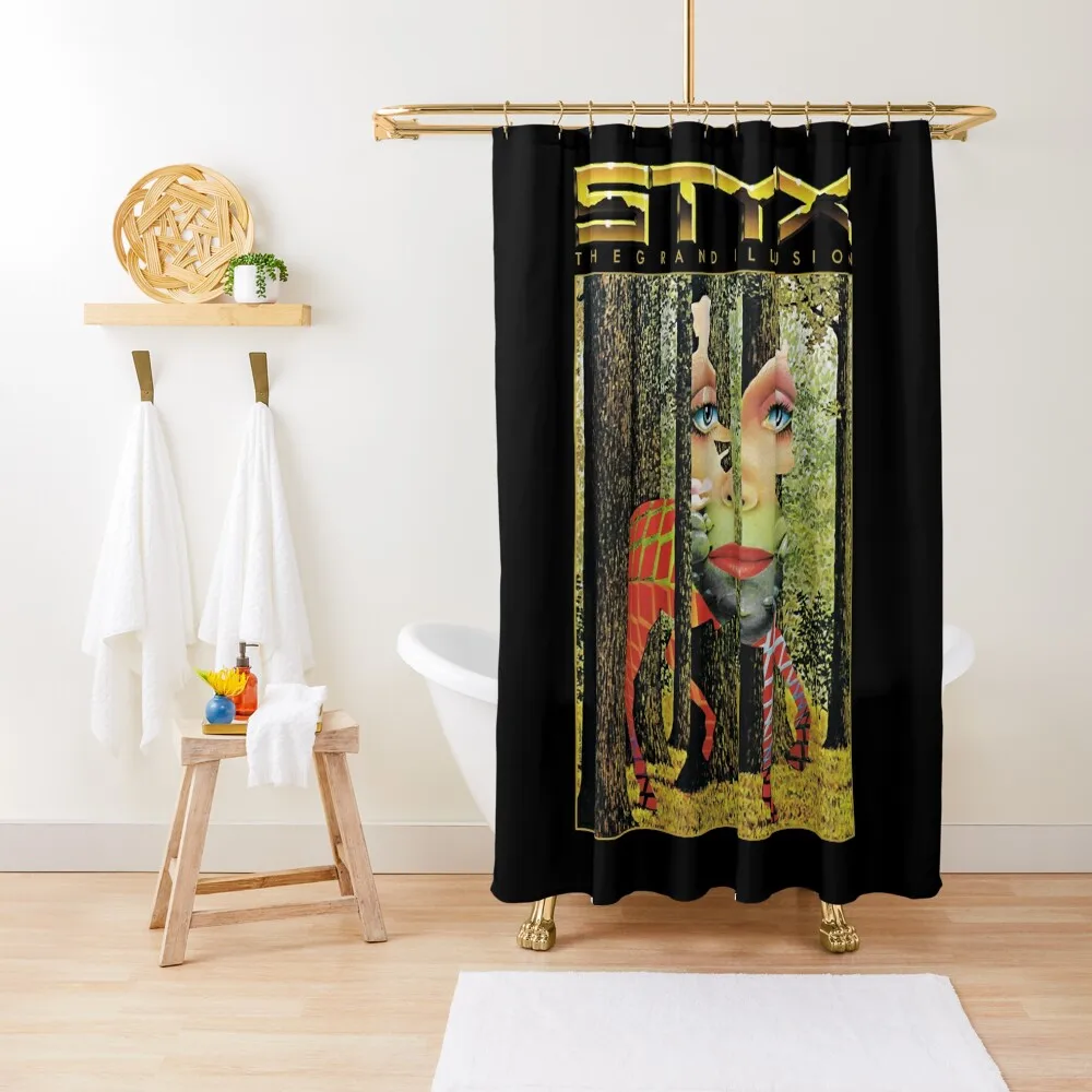 

Band the STYXGrand Illusion Vintage Shower Curtain Bathroom Fabric Waterproof Shower Bathroom Showers Curtain