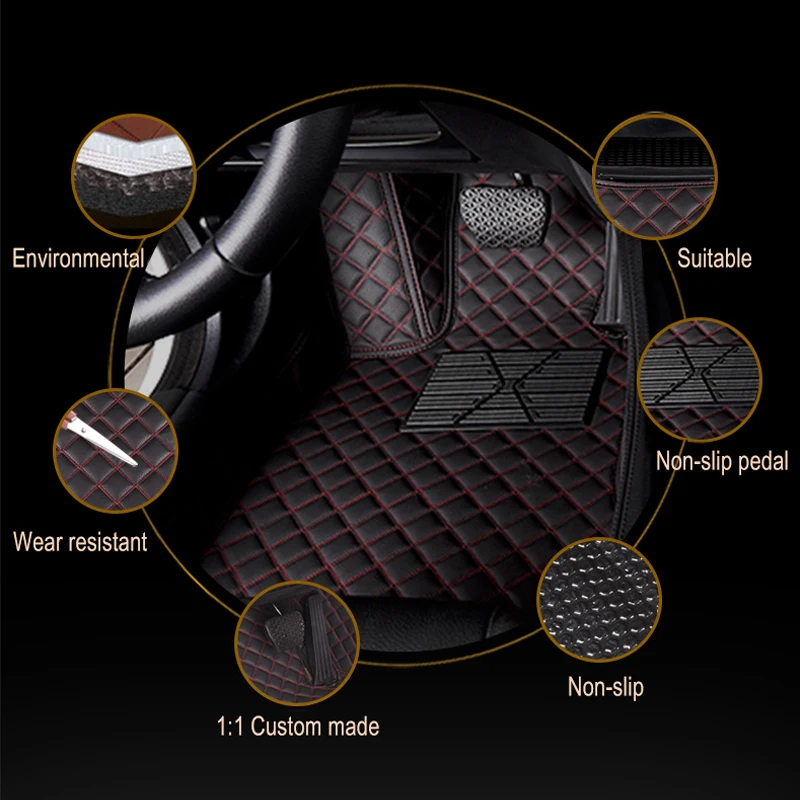 Car Floor Mats For Audi TT 8N MK1 1998~2006 Protective Carpets Auto Rugs Luxury Leather Mat Durable Pad Set Car Accessories 2005