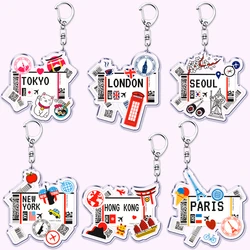 Hot Boarding Pass Keychains for Accessories Bag TOKYO SEOUL PARIS LONDON Travel Souvenir Tickets Keyring Jewelry Friends Gifts