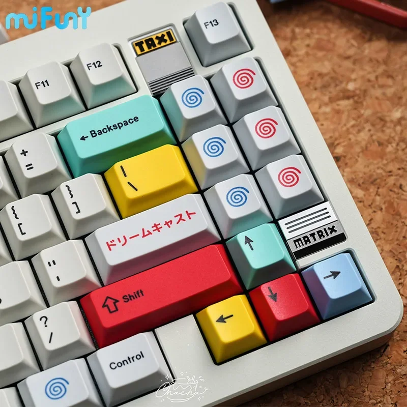 MiFuny Dreamcast 2.0 Keycap Custom PBT Cherry Profile Keycap Cute Anime Point KeyCap for Gaming Crush80 Mechanical Keyboard Gift