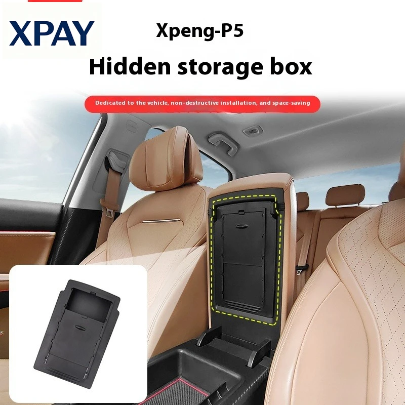 New Car Car central control layered handrail box is used for Xpeng Motors P5 hidden storage box organization manager interior de