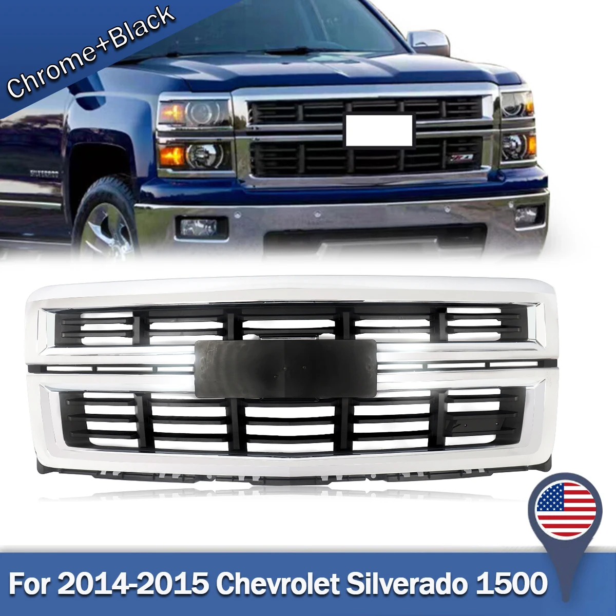 SAIQINGSP Front Bumper Grille For 2014-2015 Chevrolet Silverado 1500 model Car Accessories Tools