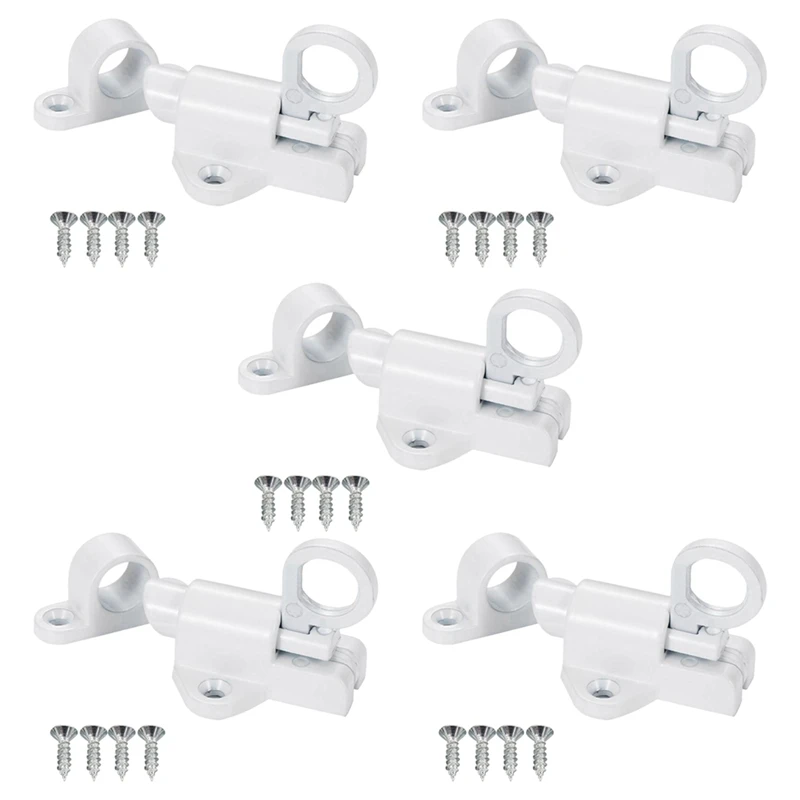 5X Aluminum Alloy Security Automatic Window Gate Lock Spring Bounce Door Bolt Latch, White