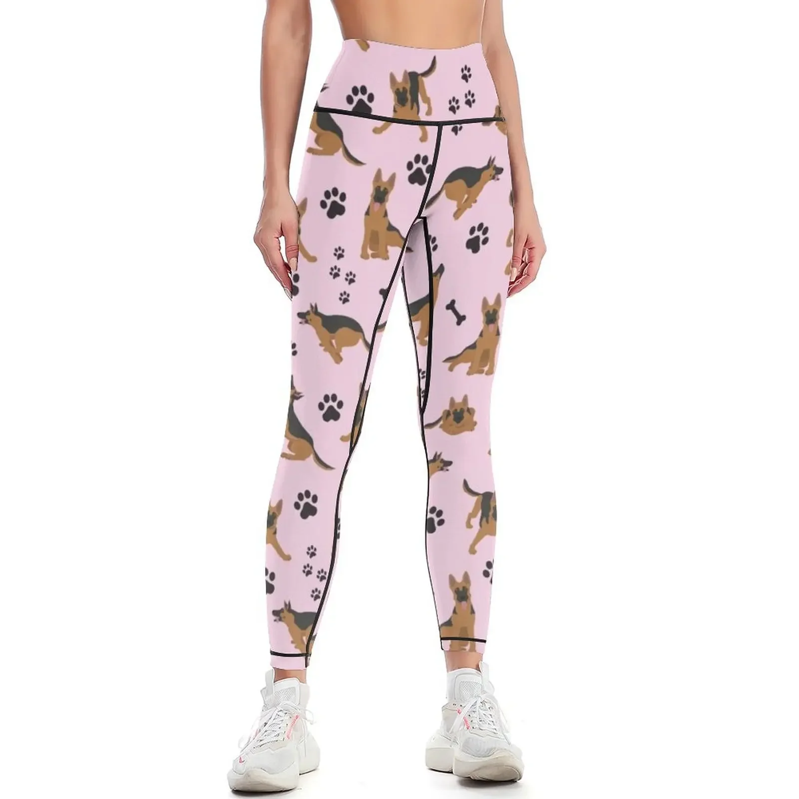 

German Shepherd Pattern in Pink Leggings leggins push up woman trousers sport pants Clothing fitness Womens Leggings
