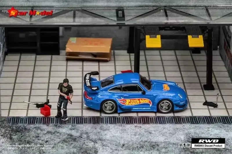 

Star Model 1/64 Rauh-Welt RWB993 GT Blue Rauh / RLC Blue #93 limited699 Simulation Alloy Model Cars
