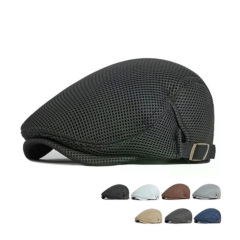 1 pièce – Chapeau décontracté pour homme, béret, casquette plate respirante en maille, casquette à visière plate, chapeau de golf – Idéal printemps, été, automne