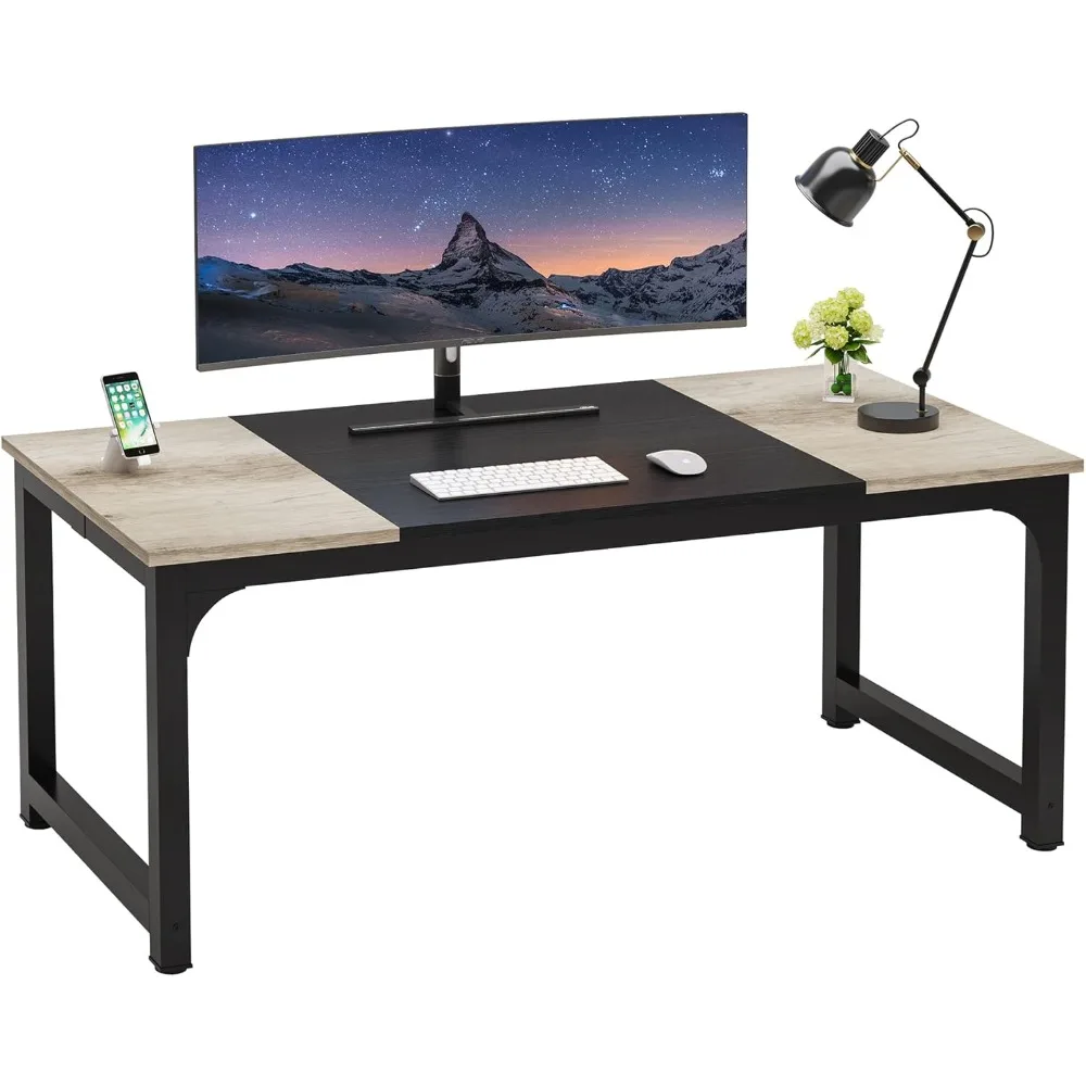

70.8 Inch X-large Executive Computer Office Desk, Grey+black,Office Desk