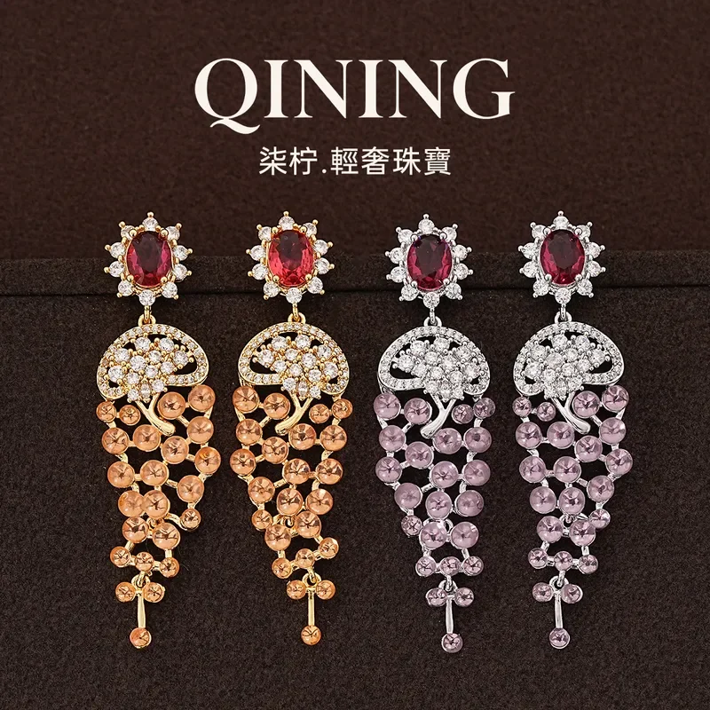 provence-micro-set-zircon-geometric-flower-earrings-light-luxury-niche-stud-earrings-banquet-luxury-and-extravagant