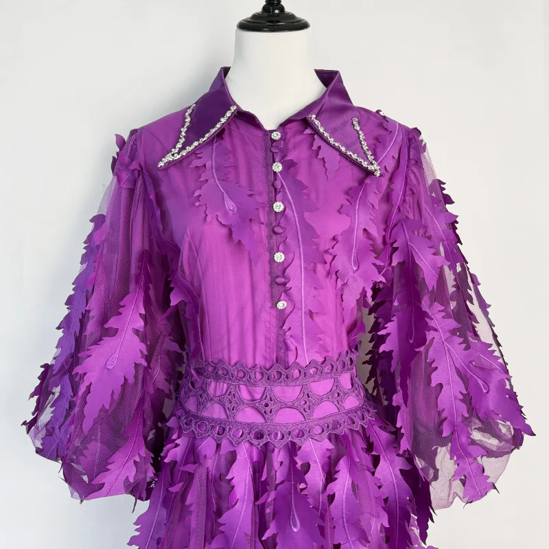 Ele Faionable handgemaakte geborduurde boortaille uitgehold lange Dr Retro Court Sle mid taille fluwelen materiaal