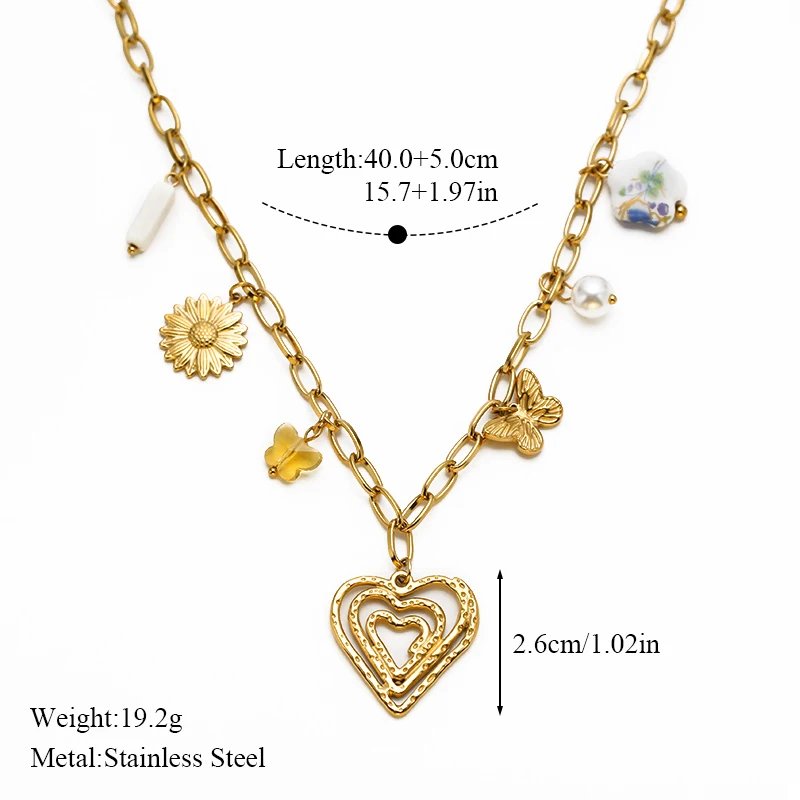 EILIECK 316L Edelstahl Goldfarben Seestern-Schildkröten-Anhänger Halskette Trendige Handgefertigte Halskette Wasserdichter Schmuck für Frauen – Detail 15