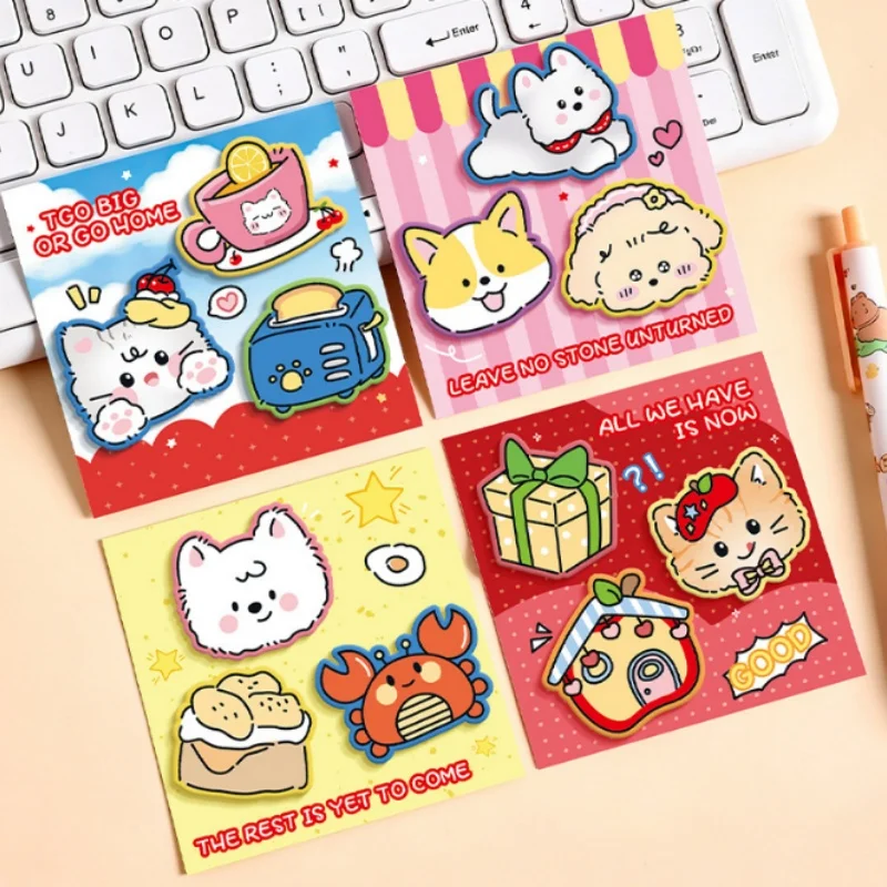 48-ピース-ロットかわいい猫犬メモパッド付箋かわいい文具ラベルメモ帳プランナーステッカーポストスクールサプライ