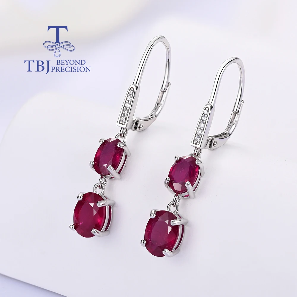 Light Luxury precious July Birthstone Natural filled Ruby Earrings S925 silver Ladies Anniversary & Banquet & Birthday gift