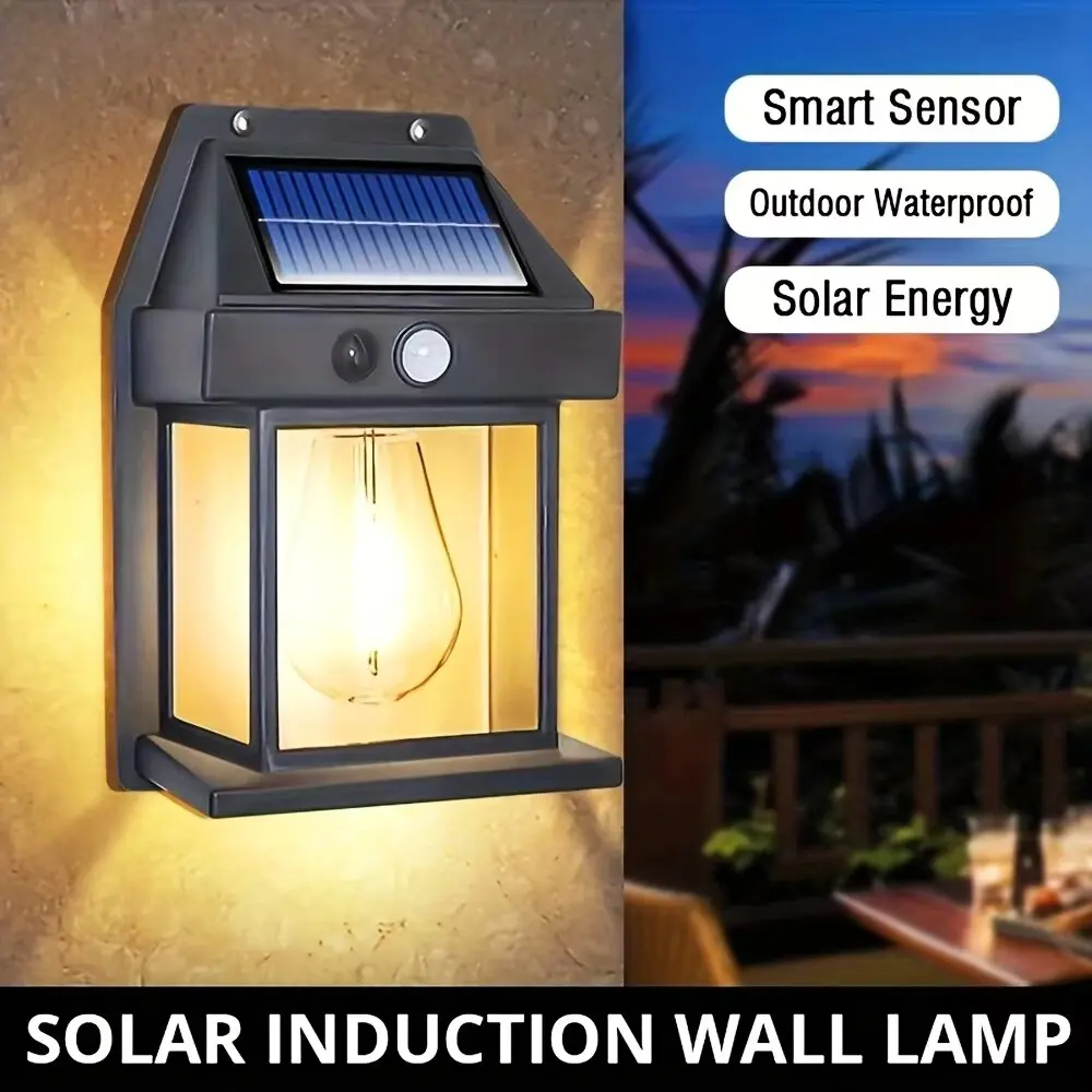 

LED Solar Wall Lamp IP65 Waterproof Intelligent Induction 3 Lighting Modes Tungsten Lamp Household Garden Light Villa Lighting