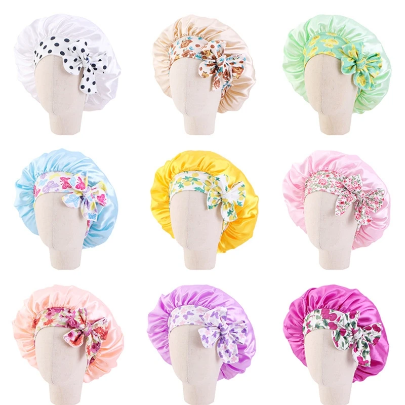 Baby Silky Bonnet Sleep Children Girl Night Turban Children Solid Headwear Headwrap Hat Fashion Hair Wear