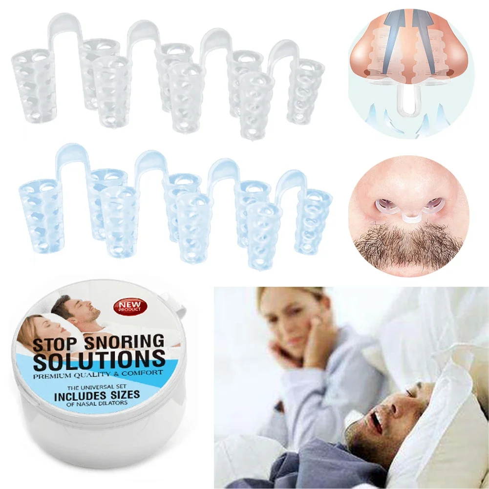 Anti Snore Device Stop Snoring Nose Clip Mouth Strips Breathing Correction Stickers Easy Breathe Improve Sleeping Night Device