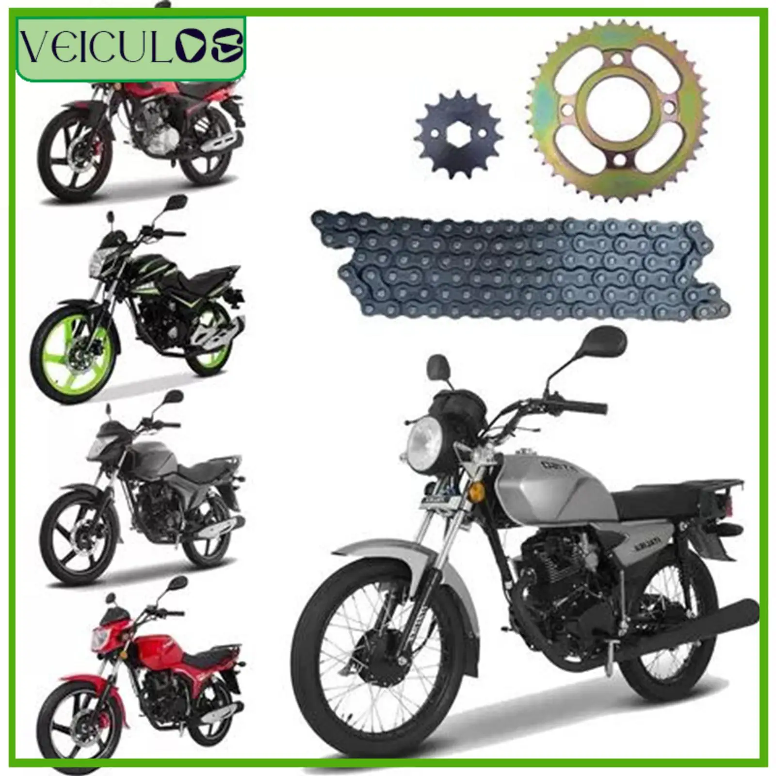 1 set Motorcycles Enhanced Drag Sprocket Set  Chain Kit For Italika Dt Ft 150 Gt Gti Gts 39T-15T-428H-108 Accessories Parts