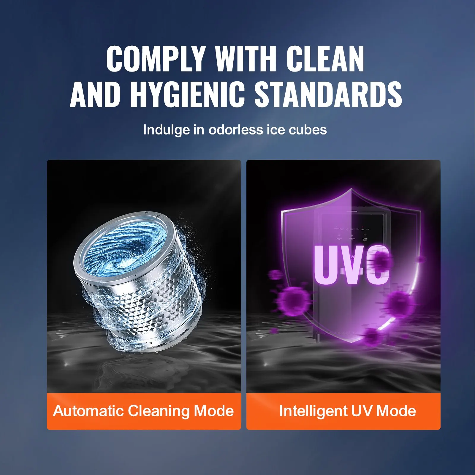 VEVOR Countertop Ice Maker,30/37/62lbs in 24H,Auto Self-Cleaning Portable Ice Maker,Automatic Water Refill Ice Machine for Home